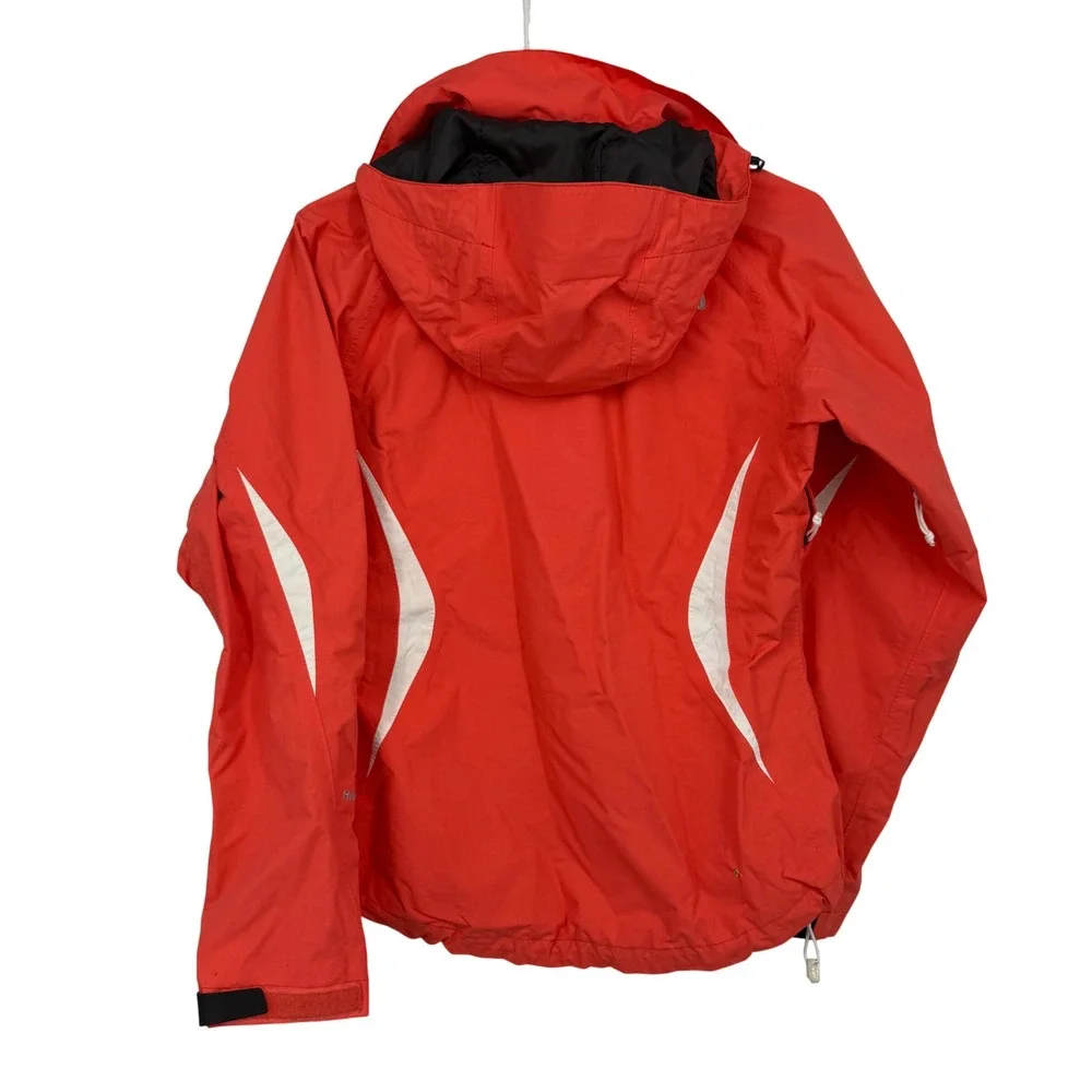The North Face HyVent Ski Jacket Womens Small Red White Waterproof‎ Hooded Shell